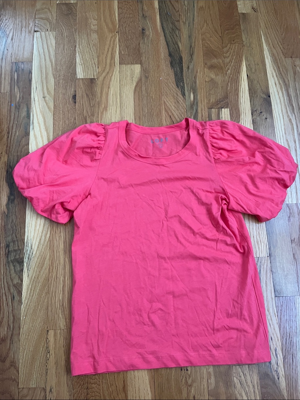 LOFT Coral Puff Sleeve Crewneck Tee